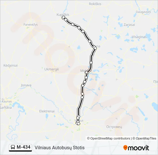 M-434 Bus Line Map
