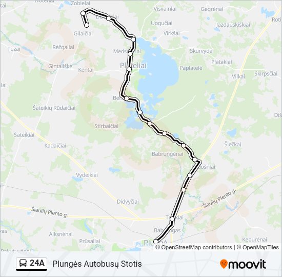Автобус 24A: карта маршрута