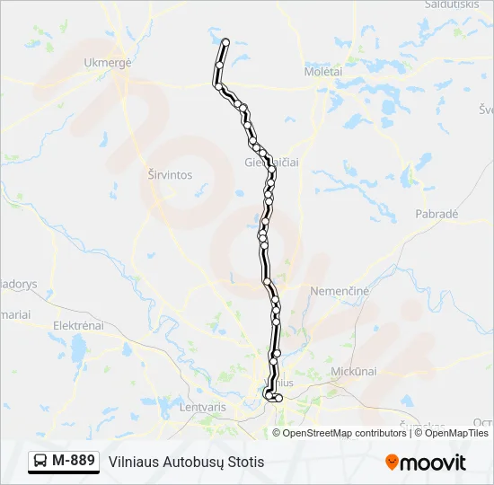 M-889 Bus Line Map