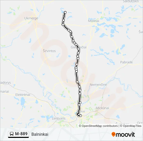 M-889 Bus Line Map