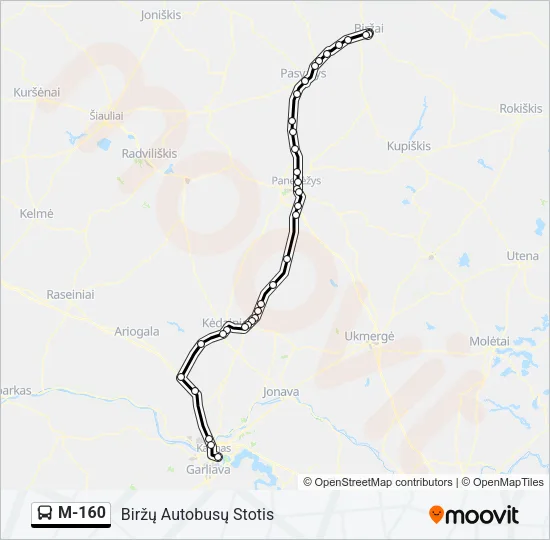M-160 Bus Line Map