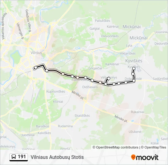 Автобус 191: карта маршрута
