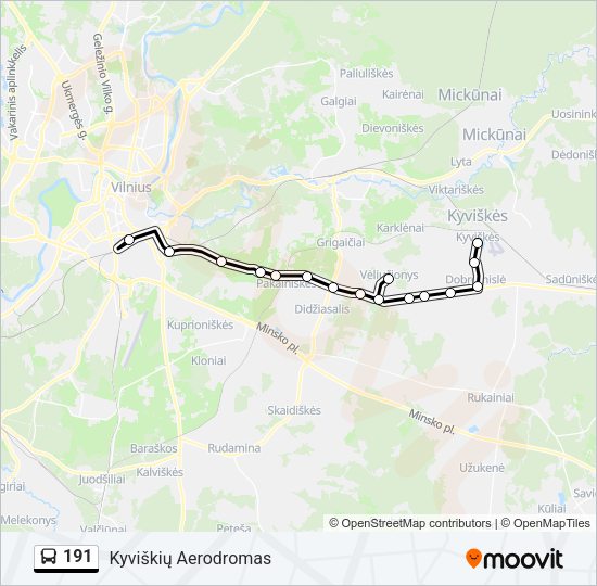 Автобус 191: карта маршрута