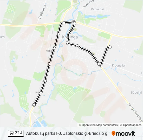 Ž1J Bus Line Map