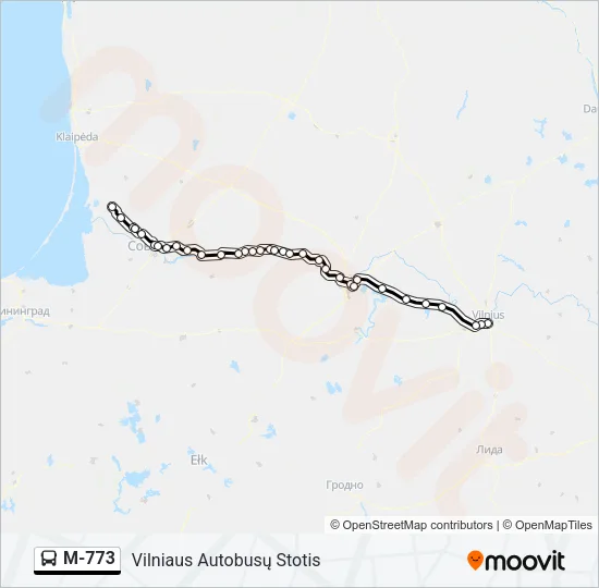 M-773 Bus Line Map