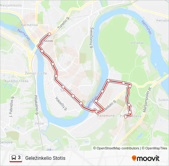 Автобус 3: карта маршрута