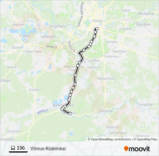 Автобус 230.: карта маршрута