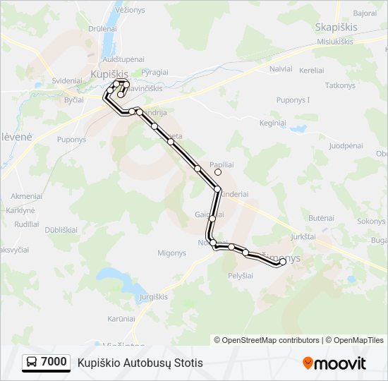 Автобус 7000: карта маршрута