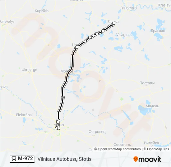 M-972 Bus Line Map