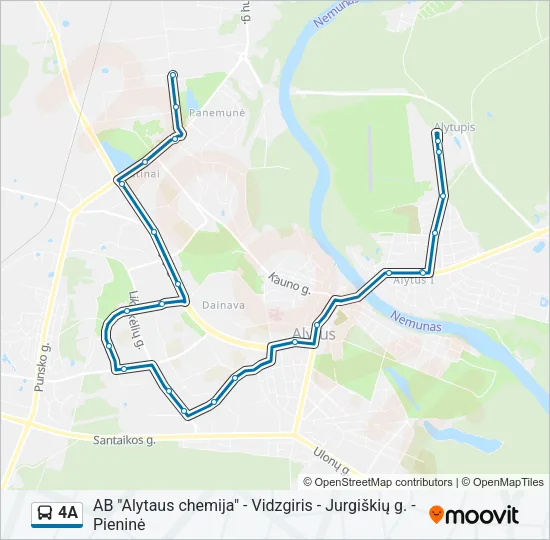 Автобус 4A: карта маршрута