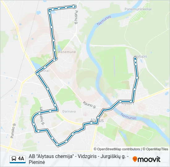 Автобус 4A: карта маршрута