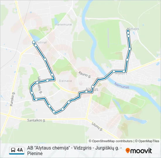 Автобус 4A: карта маршрута