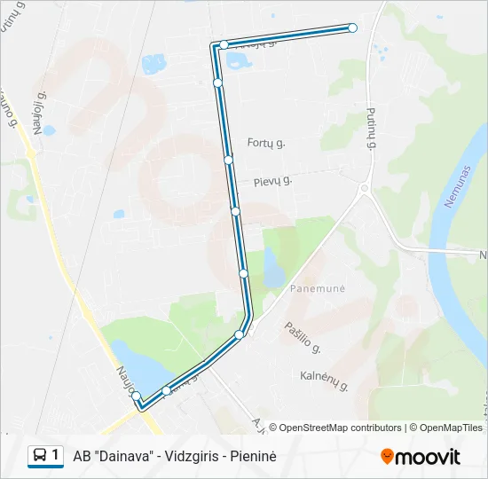 Автобус 1: карта маршрута