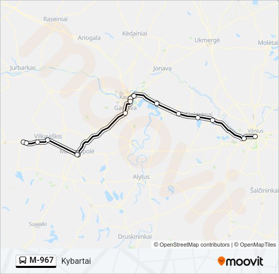 M-967 Bus Line Map