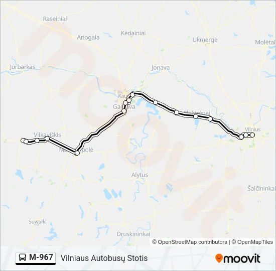 M-967 Bus Line Map