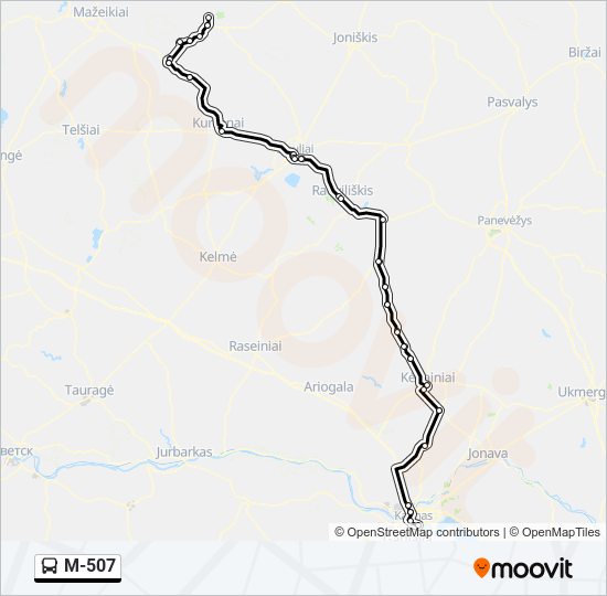 M-507 autobusas kelionės žemėlapis