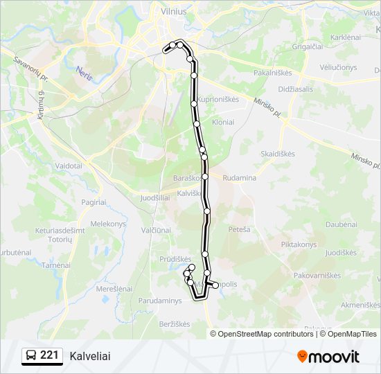 Автобус 221: карта маршрута