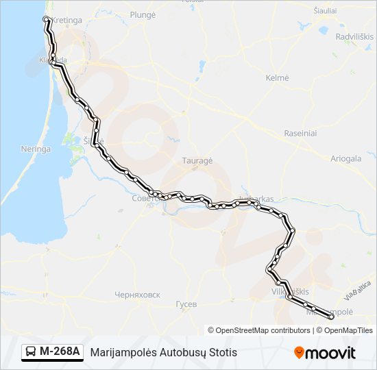 Автобус M-268A: карта маршрута