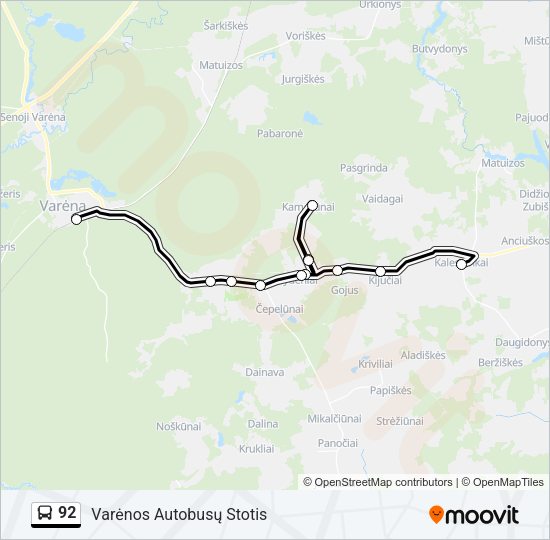 Автобус 92: карта маршрута
