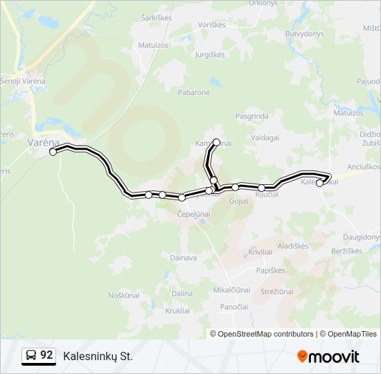 Автобус 92: карта маршрута