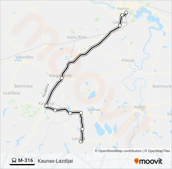 M-316 Bus Line Map