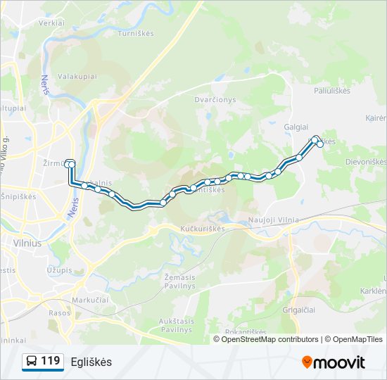 119  kelionės žemėlapis