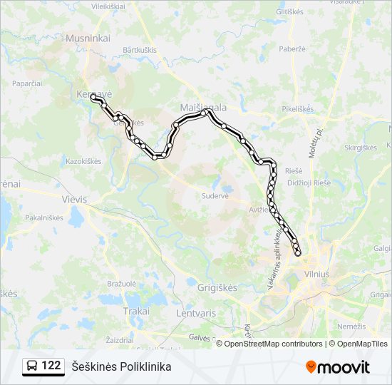 Автобус 122: карта маршрута