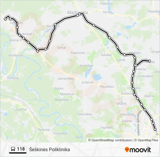 Автобус 118: карта маршрута