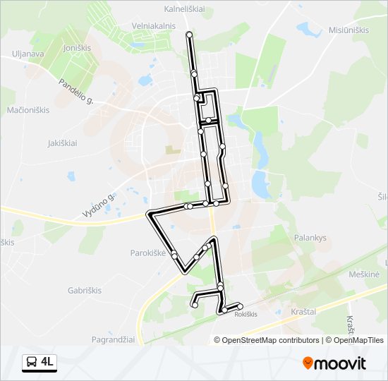 4L autobusas kelionės žemėlapis