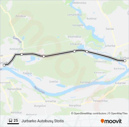 Автобус 25: карта маршрута
