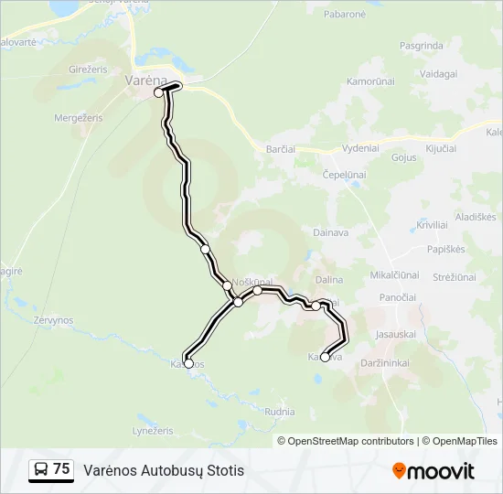 Автобус 75: карта маршрута