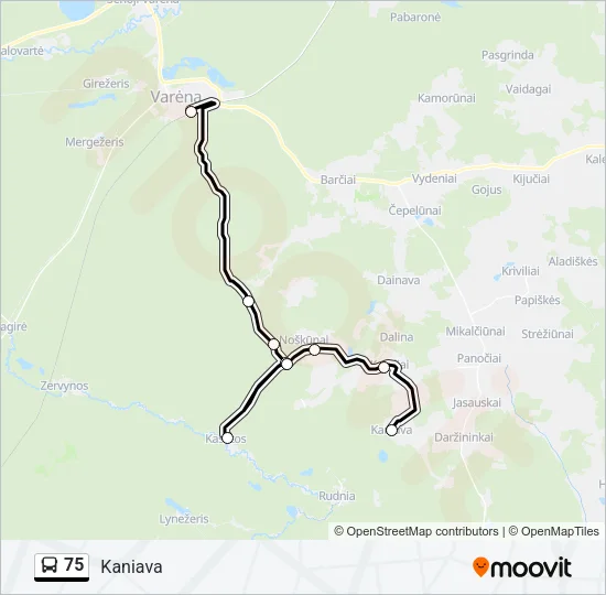 Автобус 75: карта маршрута