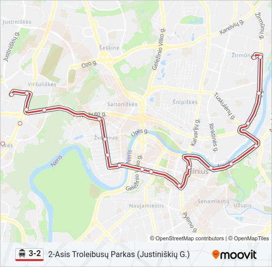 3-2 Troleibusas kelionės žemėlapis