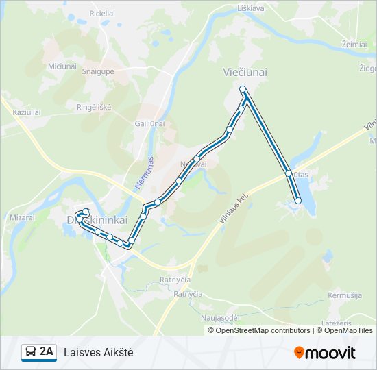 Автобус 2A: карта маршрута