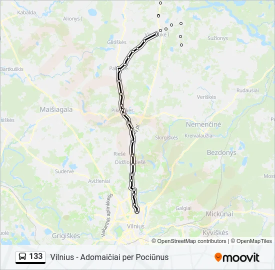 133 Bus Line Map