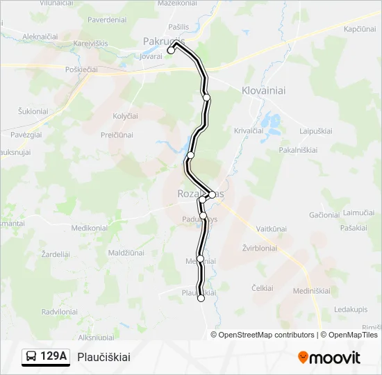 Автобус 129A: карта маршрута
