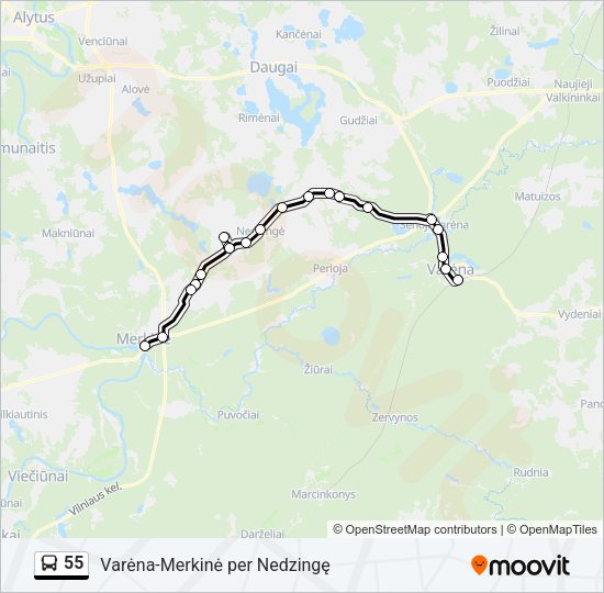 Автобус 55: карта маршрута