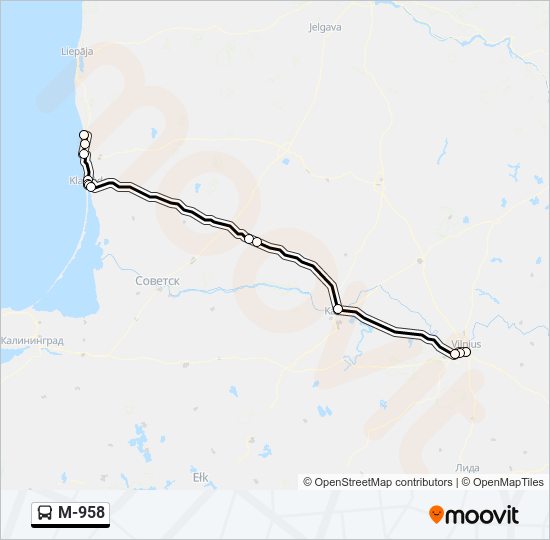 M-958 bus Line Map