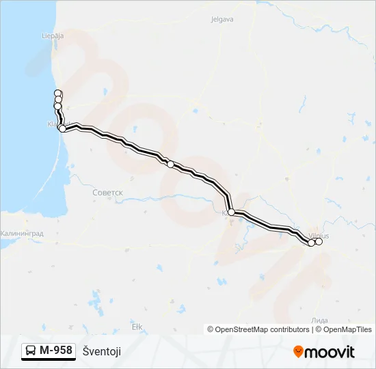 Автобус M-958: карта маршрута