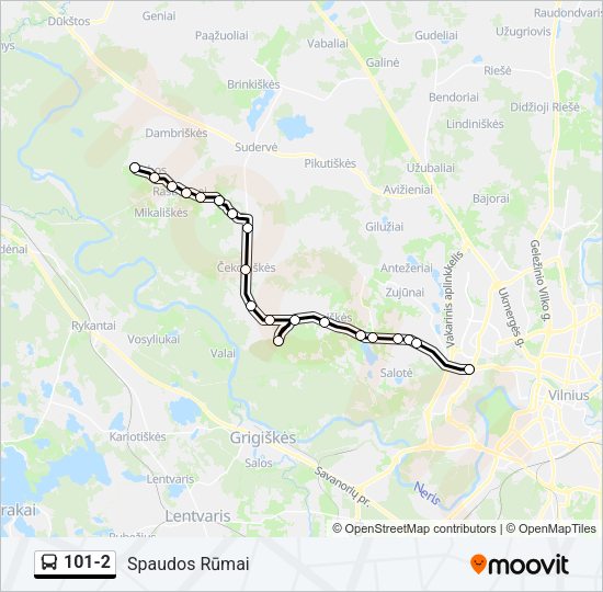 Автобус 101-2: карта маршрута