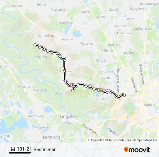 Автобус 101-2: карта маршрута
