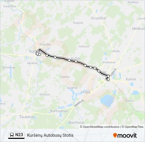 Автобус N23: карта маршрута