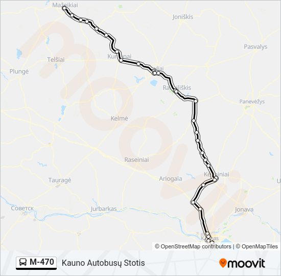 Автобус M-470: карта маршрута