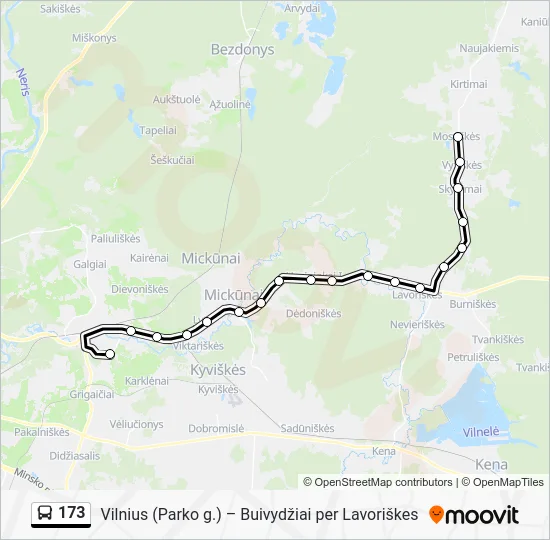 Автобус 173: карта маршрута
