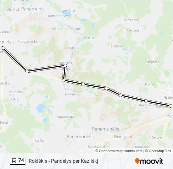 Автобус 74: карта маршрута