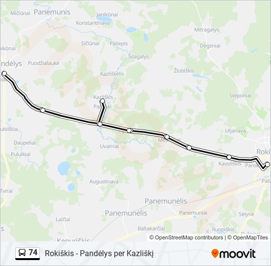 Автобус 74: карта маршрута