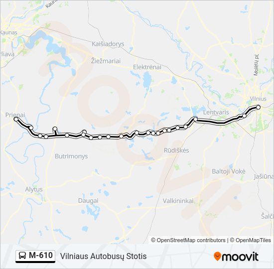 Автобус M-610: карта маршрута