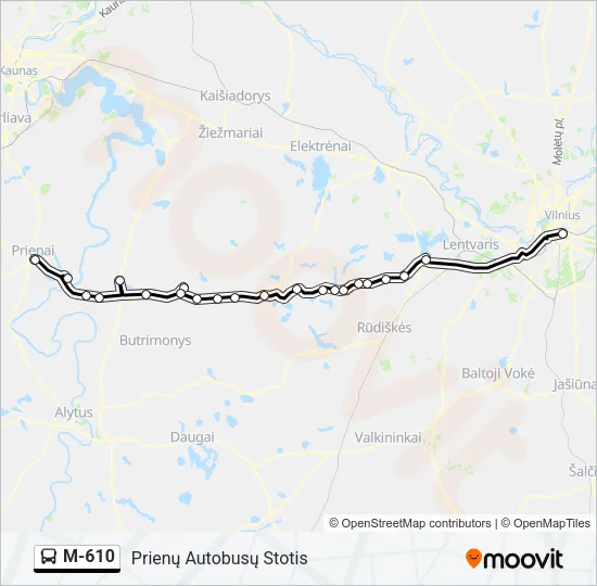 M-610 Bus Line Map