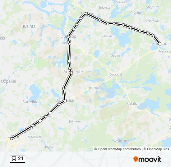 Автобус 21: карта маршрута