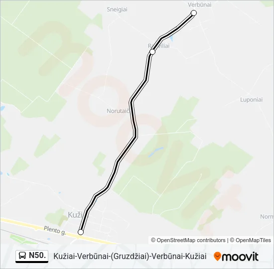 Автобус N50.: карта маршрута